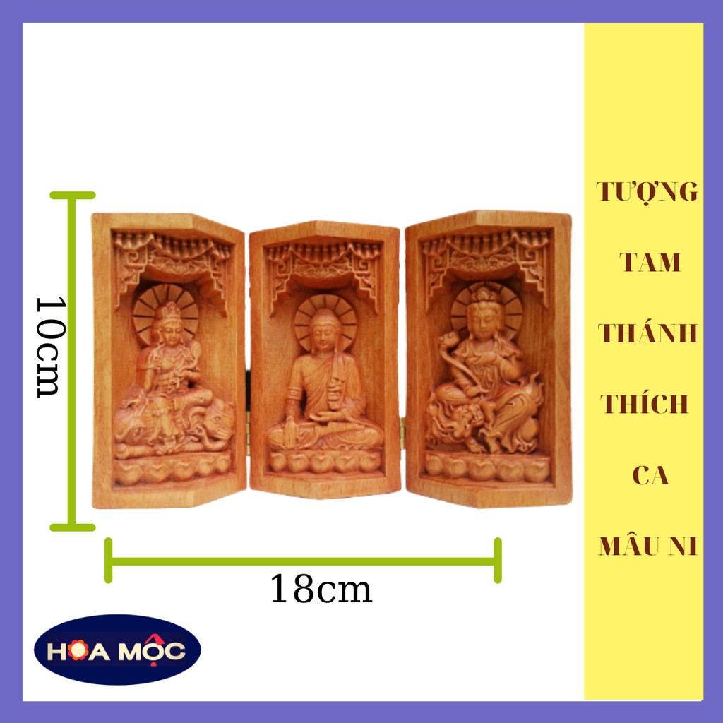 Tượng Tam Thánh Phật Thích Ca [Hoa Mộc]bằng gỗ [free ship]Phổ Hiền bồ tát, tượng làm quà tặng, trang trí