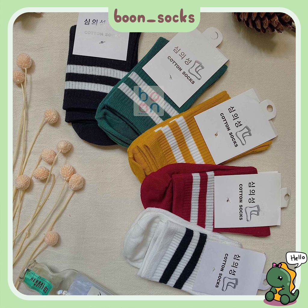 Tất vớ cổ cao 2 sọc nhiều màu sắc dành cho nữ