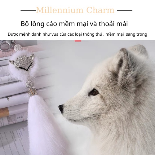 Khánh treo xe ô tô hồ ly đính đá cao cấp - Trang trí gương chiếu hậu xe hơi