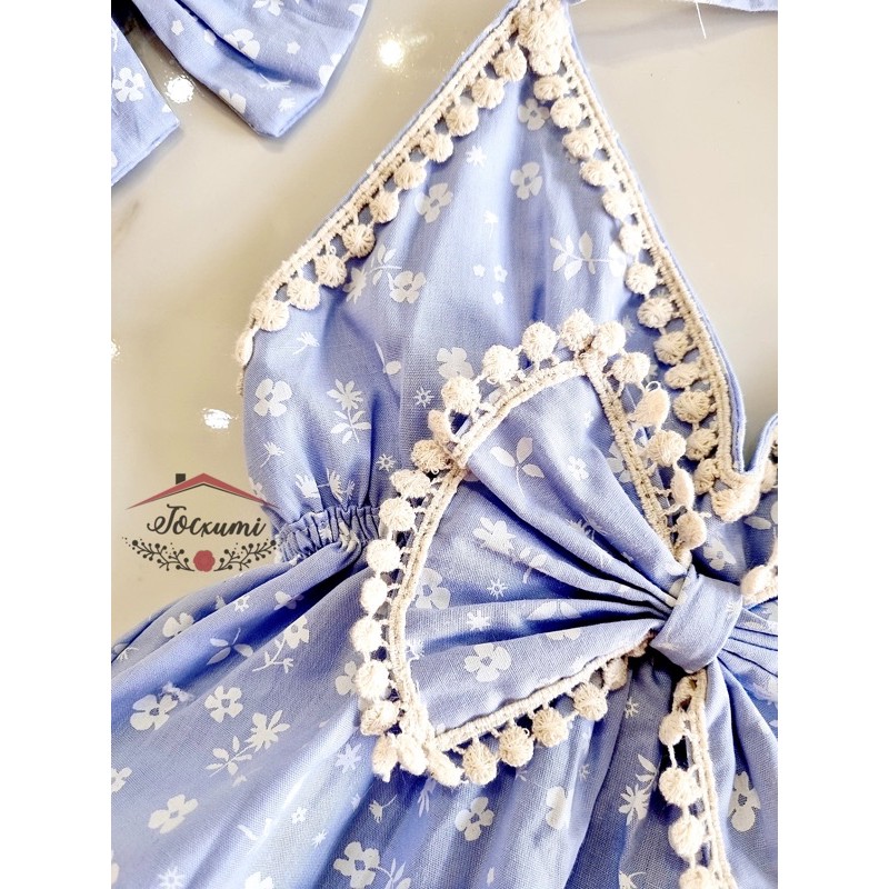 [MUA 1 ĐƯỢC 3] SET BODY YẾM NƠ XANH HOA VIỀN REN BI [THIẾT KẾ]