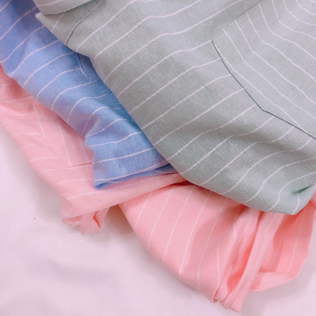 Áo sơmi kiểu, kẻ sọc, chất xô nhẹ không nhăn, phù hợp đi chơi, đi dạo