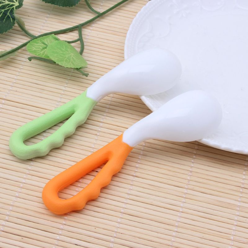 Set 2 Muỗng Cong Chất Liệu Mềm Mại An Toàn Cho Bé Sơ Sinh