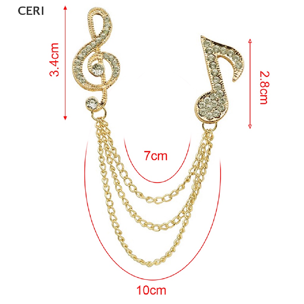 Ghim cài áo nốt nhạc dây xích tua rua pha lê unisex