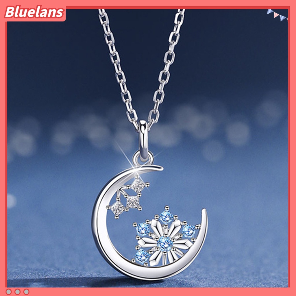 Vòng cổ Mặt Hình Hoa Tuyết / Mặt Trăng Đính Đá Chống Mài Mòn Phong Cách Hàn Quốc 48h