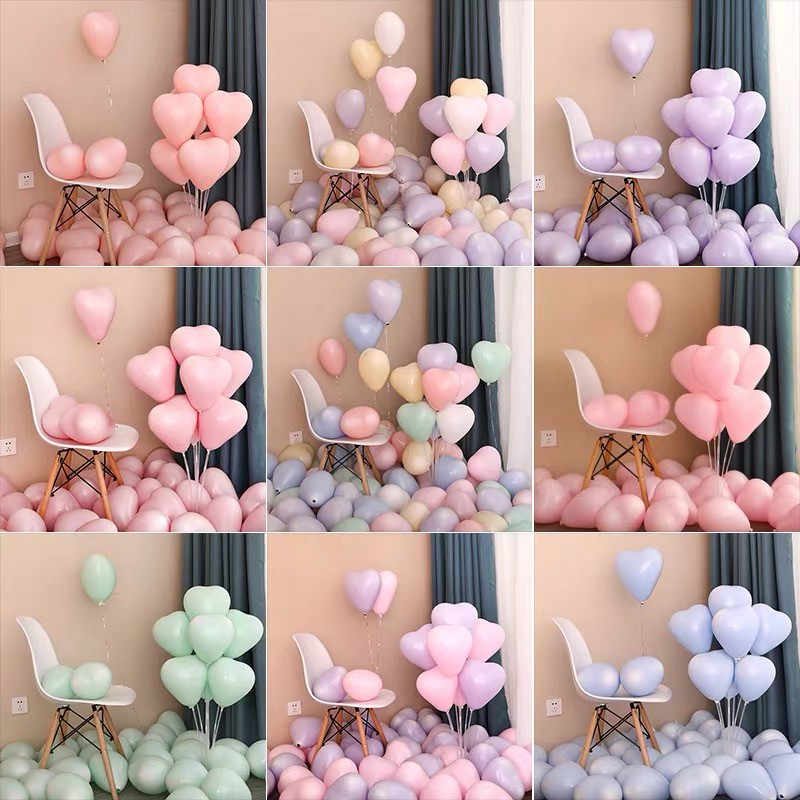 Set 25 Bong Bóng 12 Inch In Chữ I love you Và Trái Tim Trang Trí Tiệc