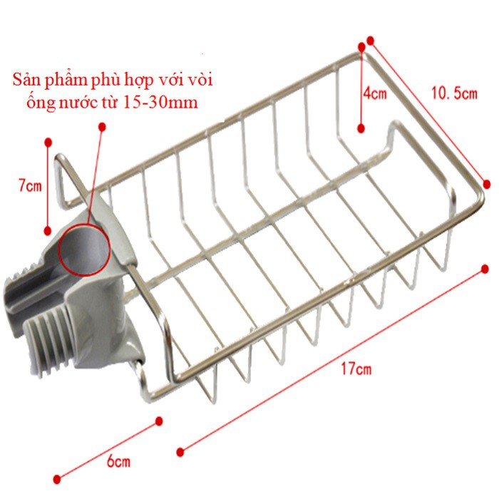 Kệ - rổ thép gắn với vòi ống nước tiện lợi