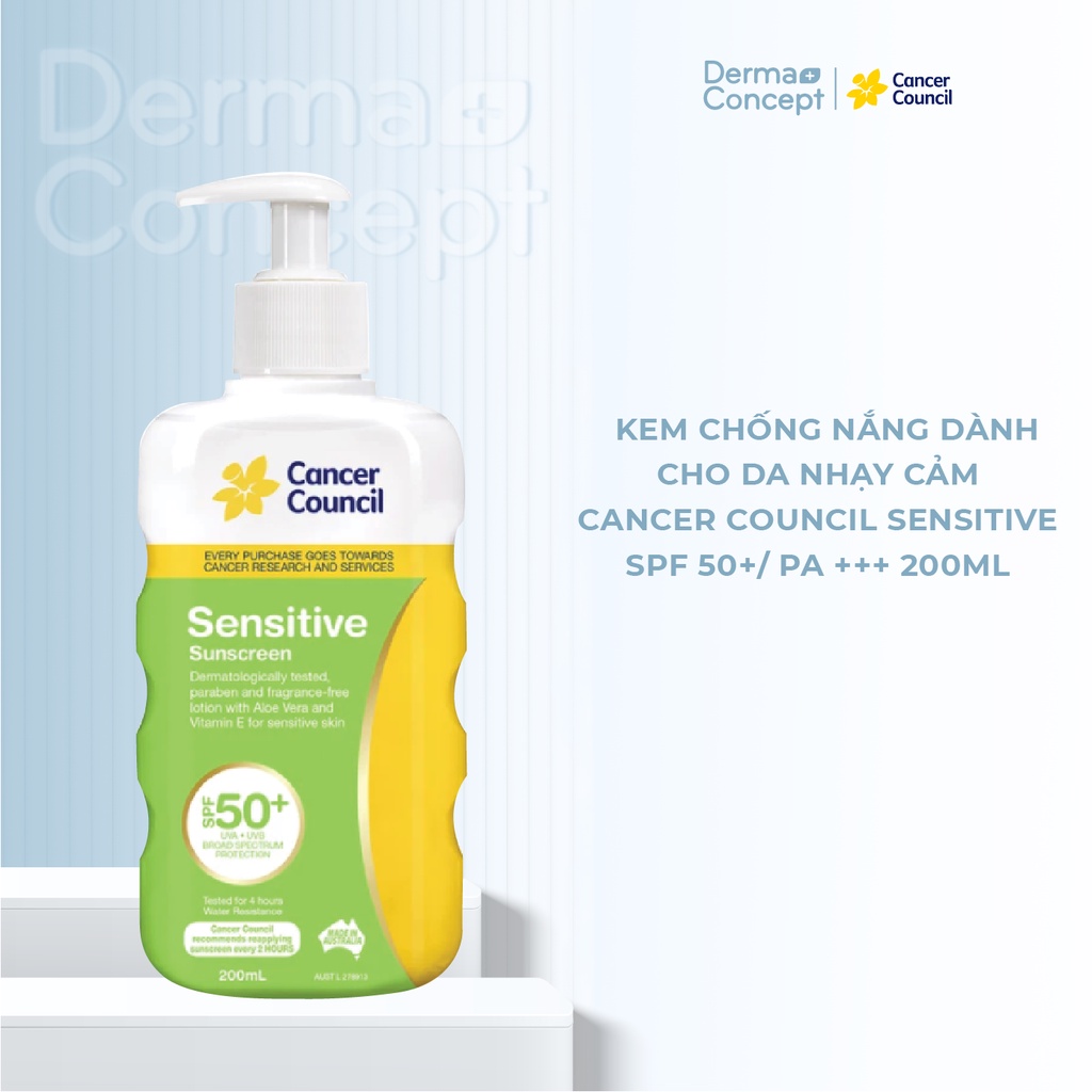Kem chống nắng dành cho Da nhạy cảm Cancer Council Sensitive SPF 50+/ PA +++