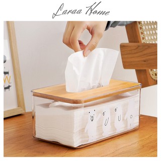 Hộp Đứng Giấy Hình Gấu - Hộp đựng khăn giấy trong suốt hình gấu - Laraa Home