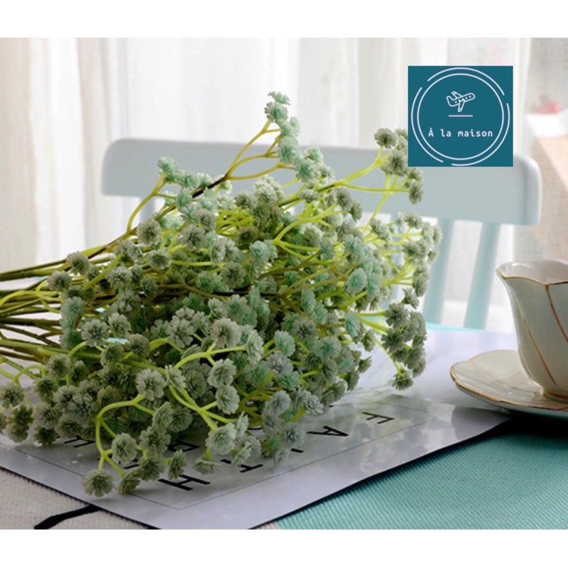 Cành hoa baby 62cm nhiều nhánh hoa nhỏ xinh xắn dùng trong decor chụp ảnh trang trí nhà cửa