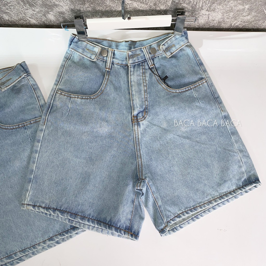 Quần Short Jean Ngố Nữ ulzzang dáng rộng điều chỉnh eo