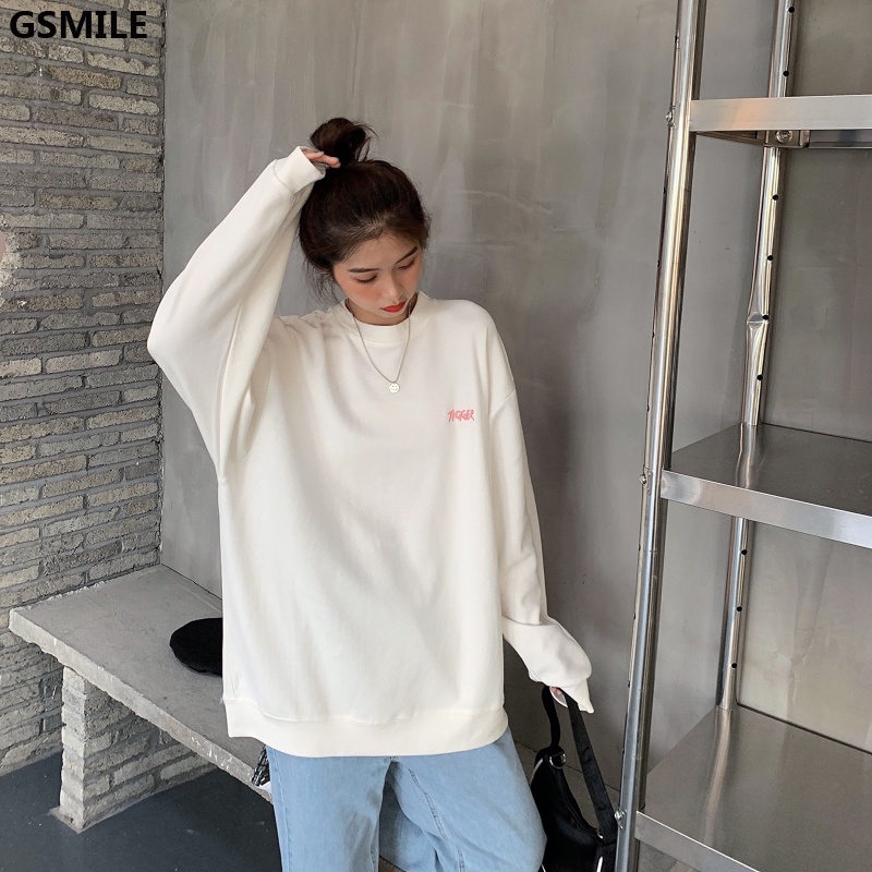 Áo Sweater Nữ Tay Dài Dáng Rộng In Chữ Phong Cách Hàn Quốc | WebRaoVat - webraovat.net.vn