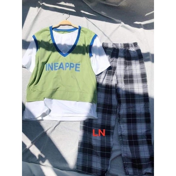 Sét 3 Ineappe + quần kẻ DA6