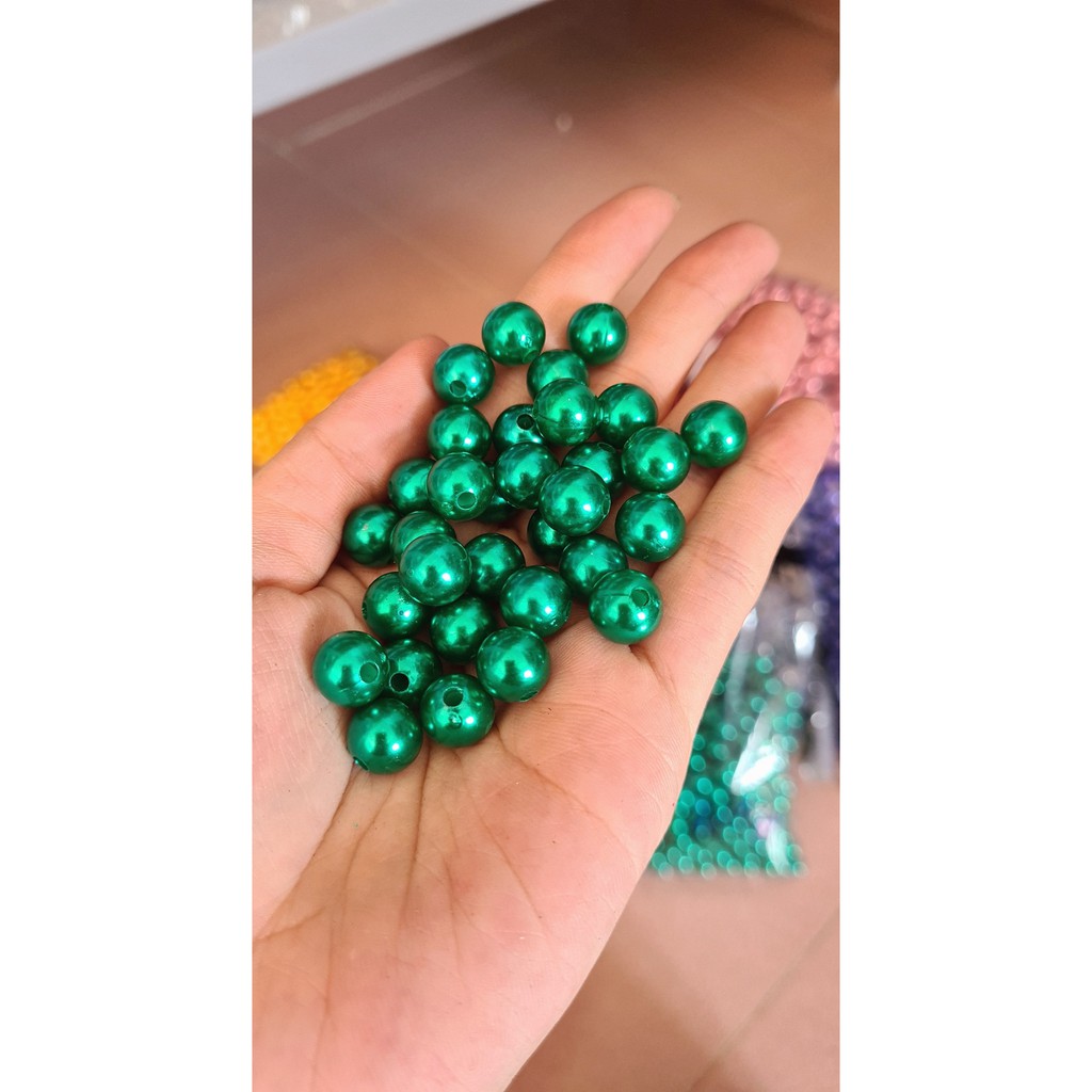 100gram hạt bẹt 10mm (hạt cườm nhựa) hạt nhựa giả ngọc trai nhựa Acrylic