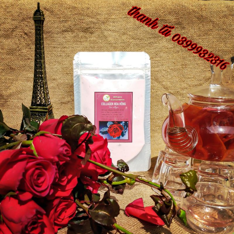 100 Bột mặt lạ dẻo colagen hoa hồng tươi nguyên chất