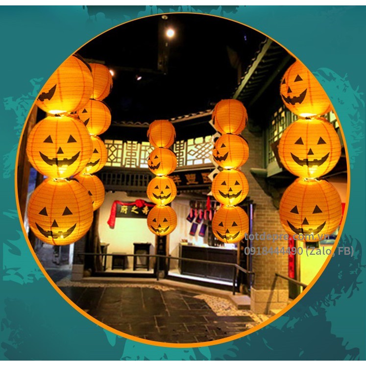 Đèn lồng giấy trang trí halloween kiểu tròn đường kính 20cm