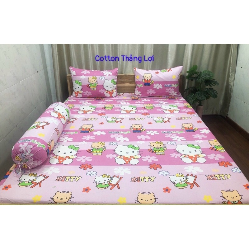 BỘ DRAP 4 MÓN VẢI COTTON THẮNG LỢI CHUẨN LOGO CTY 100% (Size M6x2M) chat chọn mẫu