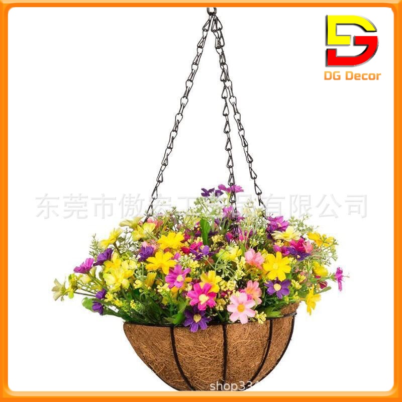 Hoa Giả Giỏ Hoa Treo Tường Trang Trí Nhà Cửa Ban Công Quán Cafe Tặng Móc Treo DC-133