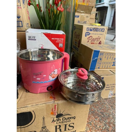 Ca nấu mì siêu tốc, Nồi lẩu mini đa năng, Nồi điện nấu mì, luộc trứng nhanh, tiện lợi, có tay cầm 1.8Lit