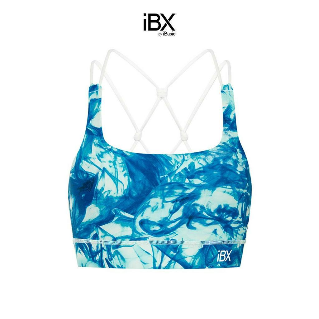 [TẶNG ÁO THUN] Áo ngực thể thao họa tiết lưng đan dây tập Yoga iBasic IBXW003T-1
