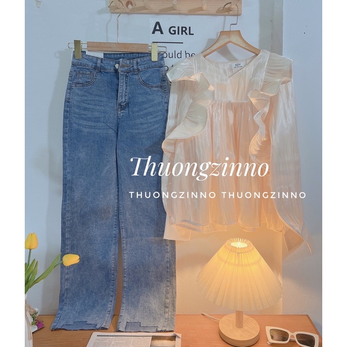 [Ảnh thật/Video]ÁO SƠ MI TƠ VẢI ORGANZA BẮT SÁNG ÁO SƠ MI CÁNH SÓNG ĐIỆU ĐÀ