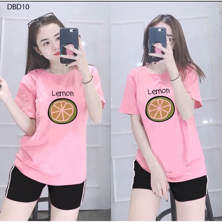 ĐỒ BỘ QUẦN ÁO THUN ĐÙI LEMON THỜI TRANG 3 size 45-60KG chất liệu thun cotton, mềm mịn co giãn 4 chiều