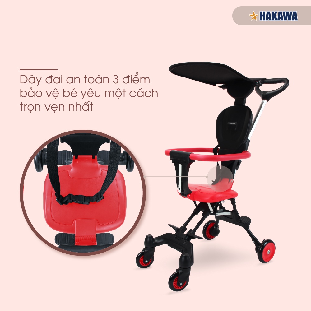 Xe đẩy gấp gọn cho bé HAKAWA HK-B07 - bảo hành chính hãng 2 năm