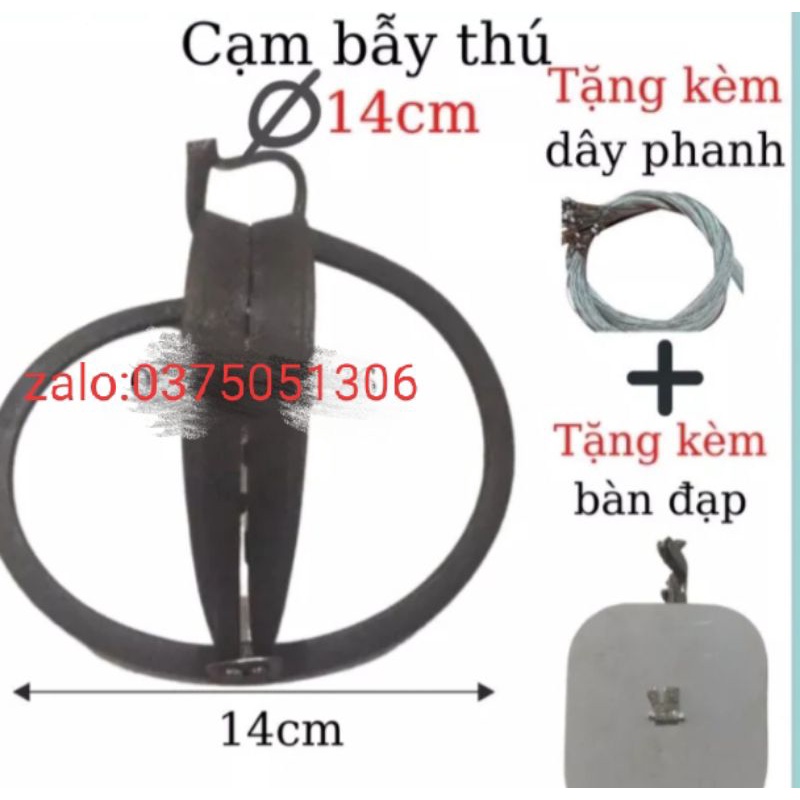 CẠM BẪY 14CM kèm :dây cáp buộc cạm +nãy gài +bàn đạp