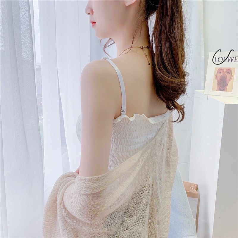 Áo croptop 2 dây rút nhún thân siêu xinh - áo bra 2 dây nữ Dễ thương