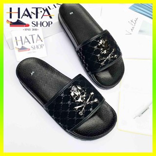 Dép nam quai ngang mặt đầu lâu đế cao su êm chân HOT 2021 Hatashop, dép nam thời trang cực chất