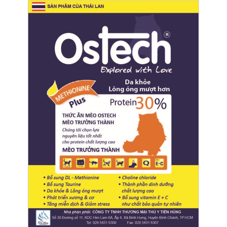 Thức ăn giảm hội chứng tiết niệu cho mèo Ostech Adult Cat Food 1.5 kg