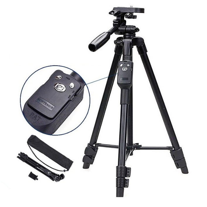 [Mã ELORDER5 giảm 10K đơn 20K] Chân giá đỡ Tripod chuyên nghiệp VCT- 5208 hỗ trợ chụp ảnh kèm Remote bluetooth