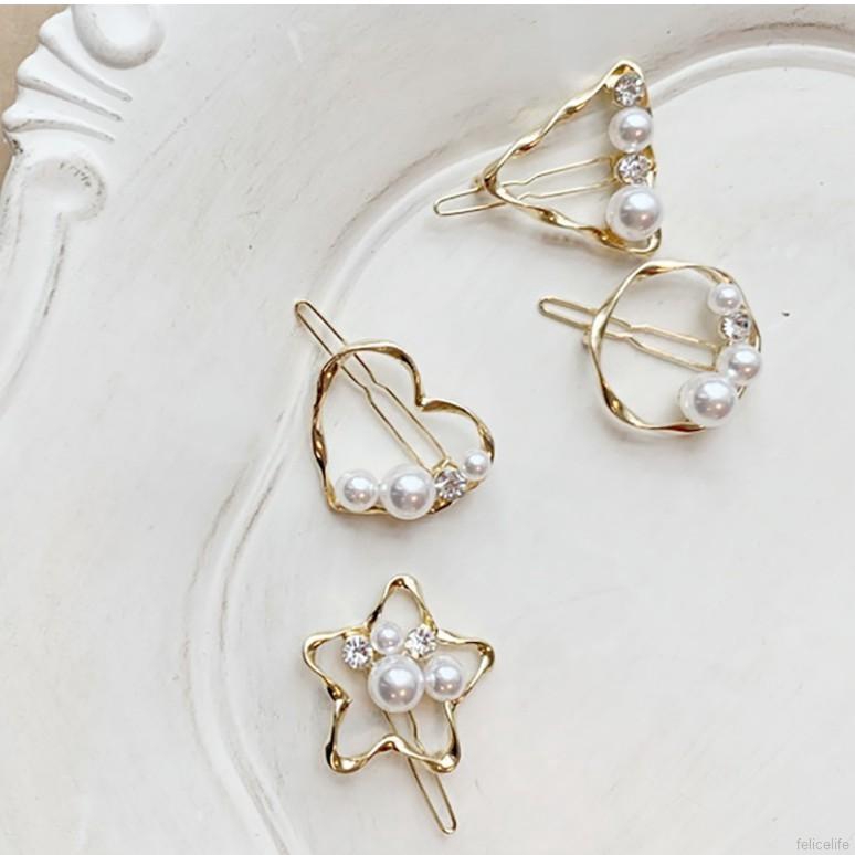 Kẹp tóc gắn trang trí ngọc trai phong cách Hàn Quốc dành cho nữ