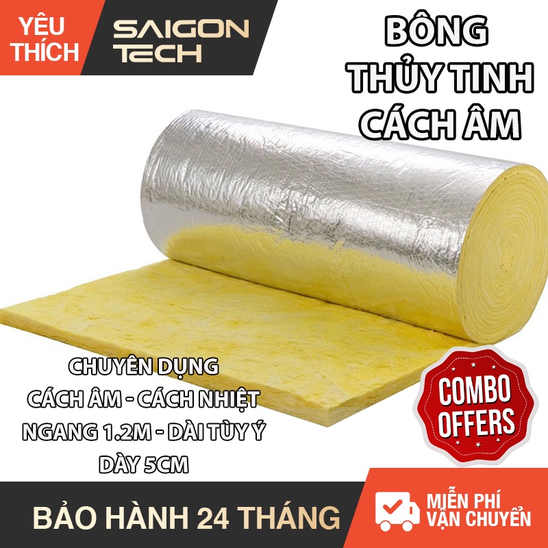 [Freeship toàn quốc] Bông thủy tinh cách âm, cách nhiệt, chống cháy - 1 mặt bạc, ngang 1.2m, dày 5cm – Tùy chọn độ dài