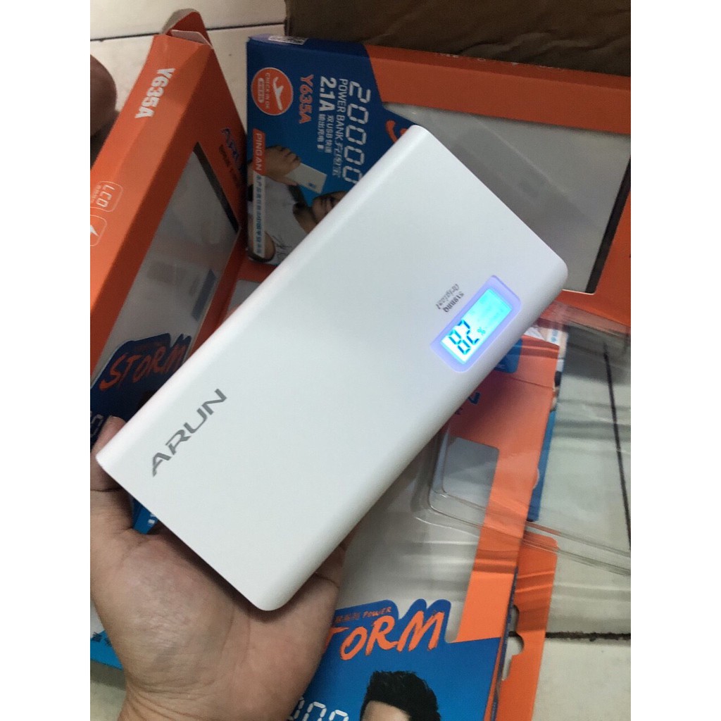 PIN DỰ PHÒNG ARUN Y635 DUNG LƯỢNG 20.000 MAH ĐỒNG HỒ LED
