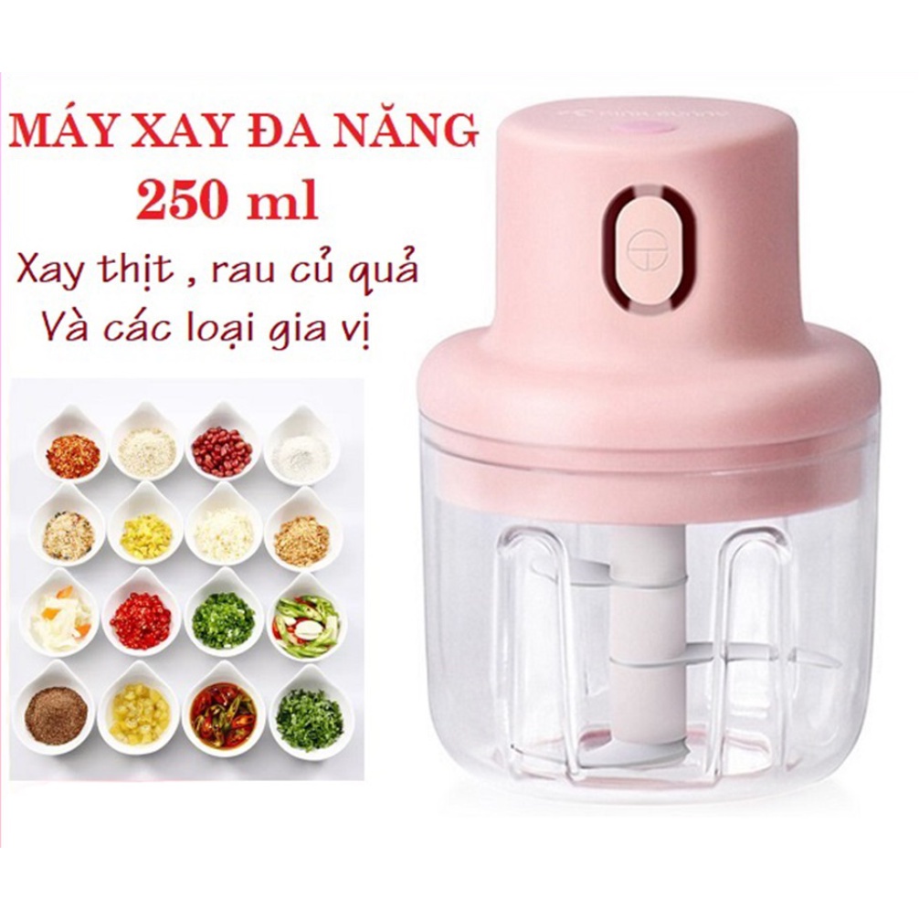 [HCM - GIÁ TỐT] l Máy Xay Tỏi Ớt Mini Cầm Tay Cổng Sạc Usb - Máy XayĐa Năng Thể Tích 250ml