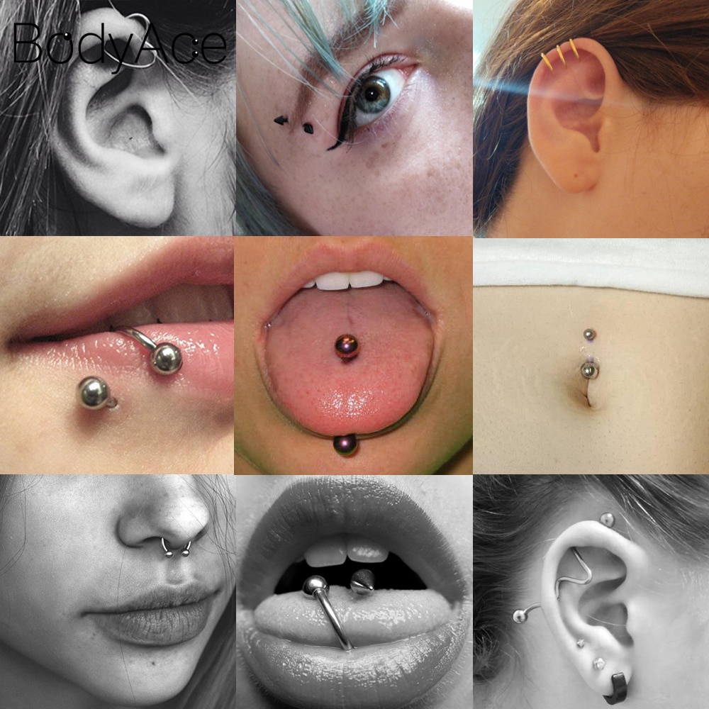 1 Khuyên Xỏ Cơ Thể Bằng Thép Không Gỉ Cá Tính