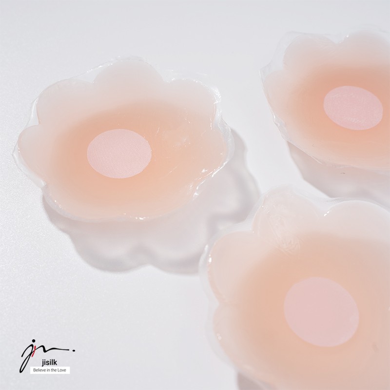 Dán ngực jisilk tàng hình, miếng dán ngực silicon chống nước bông hoa siêu dính P.DAN-03