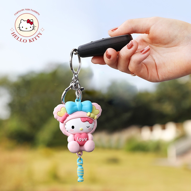 Phụ Kiện Móc Treo Gương Chiếu Hậu Xe Hơi Hình Mèo Kitty Dễ Thương DIY