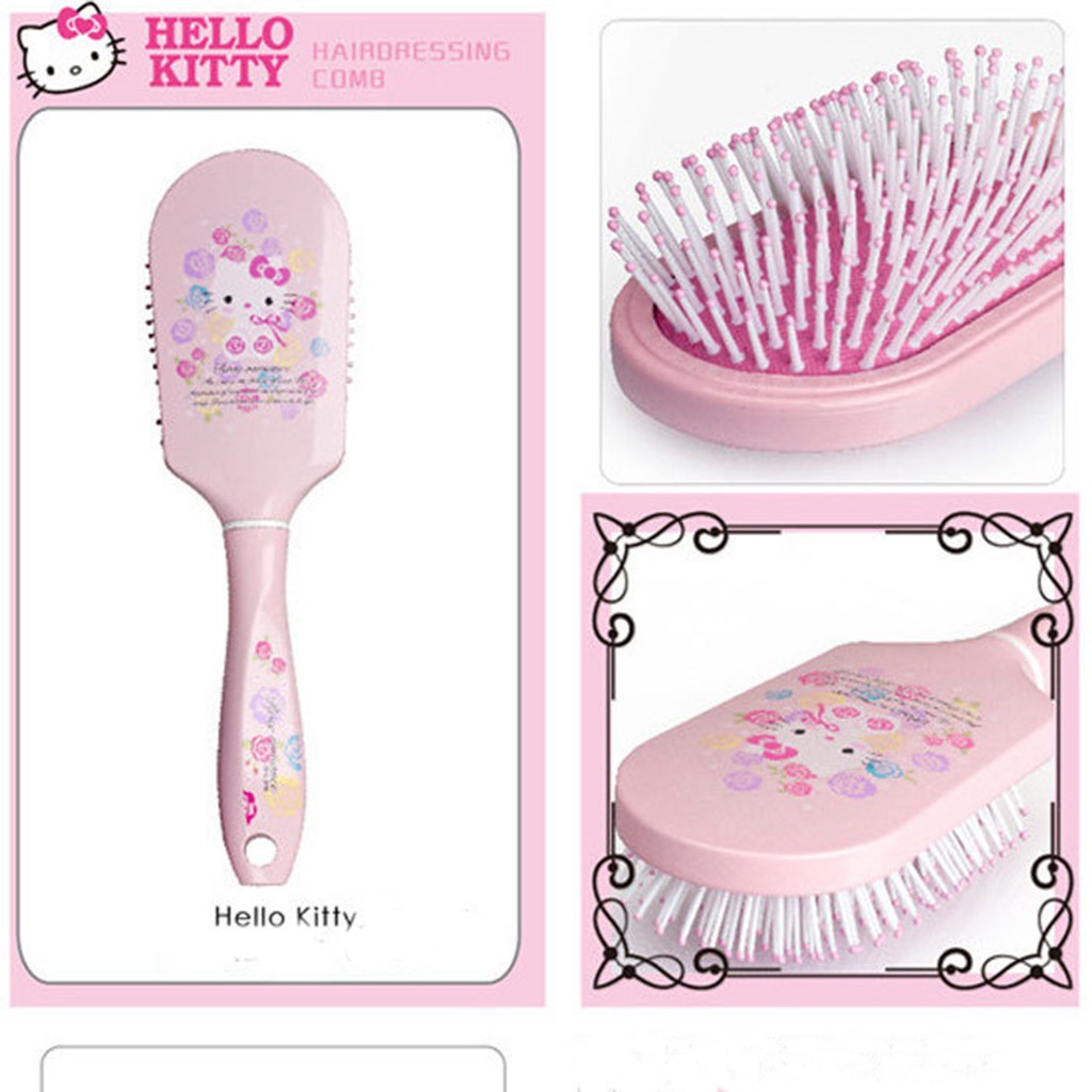 Lược tròn tóc xoăn Hello Kitty massage PINK040-2 da đầu Pink Xinh Decor màu hồng dễ thương