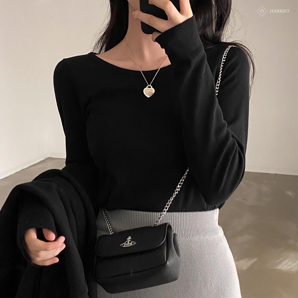 [Mã BMBAU50 giảm 7% đơn 99K] Áo len mỏng cổ tròn pullover basic Tee Harriet