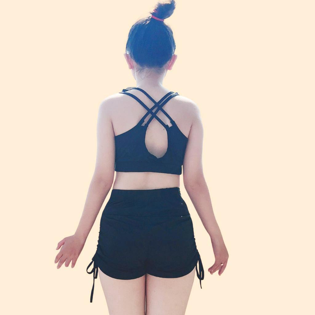 Quần áo tập gym yoga aerobic - Bộ đồ thể thao nữ quần đùi rút dây , chất mát co giãn 4 chiều G5