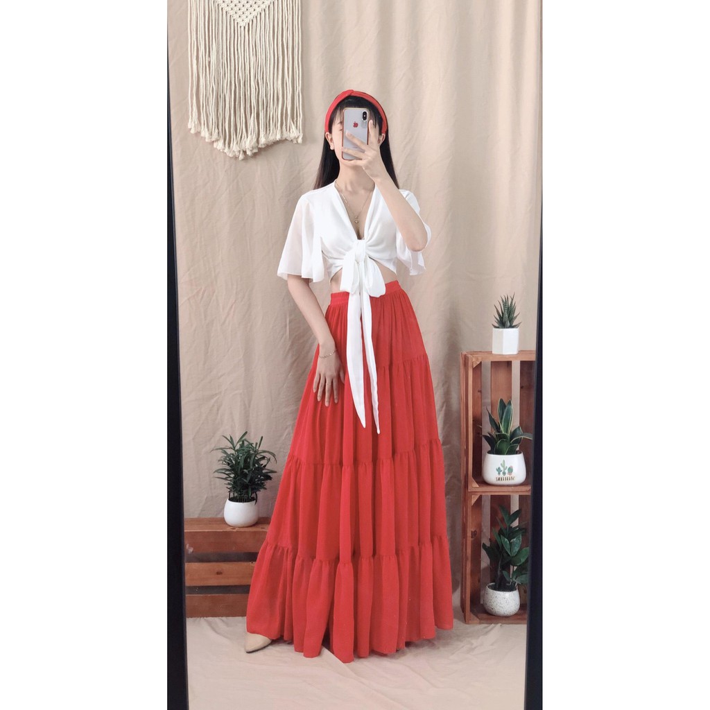 Áo croptop voan tay ngắn