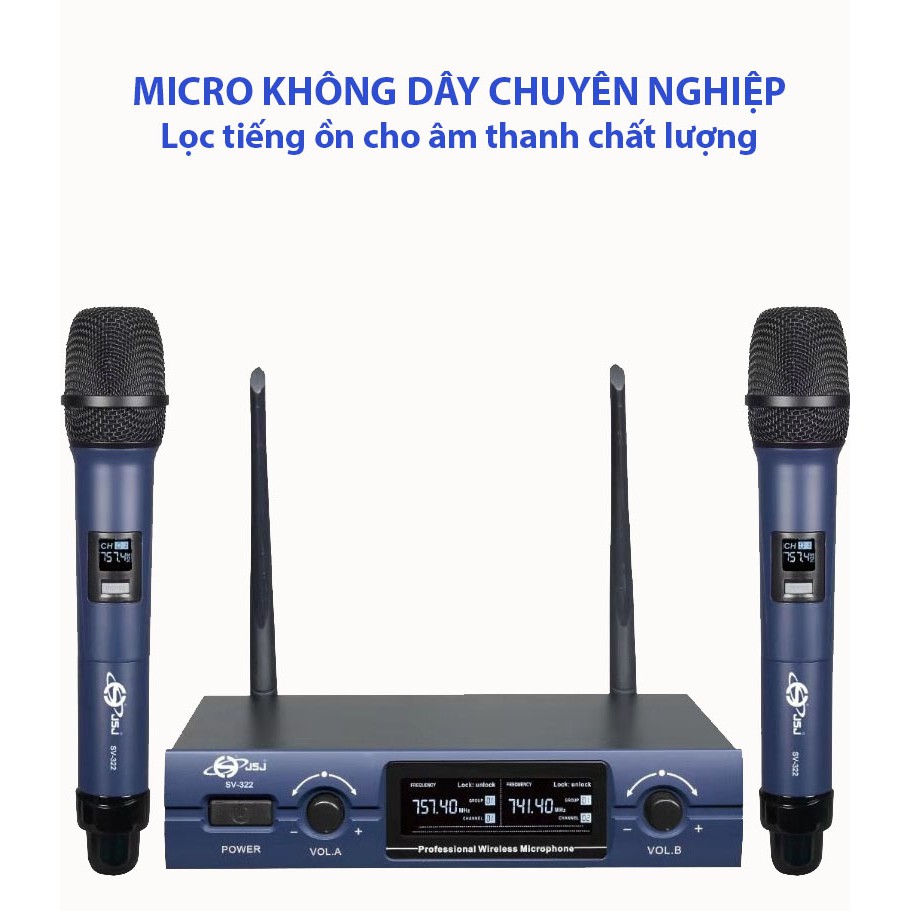 [2 mic] Micro karaoke không dây cao cấp JSJ SV322 tích hợp màn hình led chuyên nghiệp kèm đầu thu sóng, giảm nhiễu