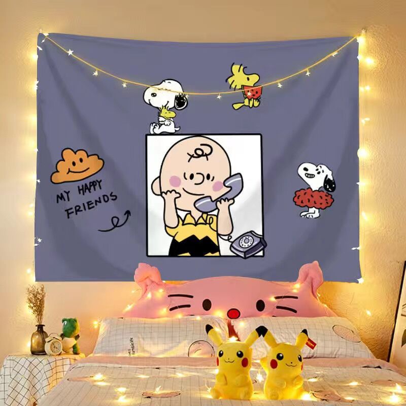 Thảm Vải Treo Tường In Hoạt Hình Snoopy Đáng Yêu Trang Trí Phòng Ngủ Cho Bé   ttm211