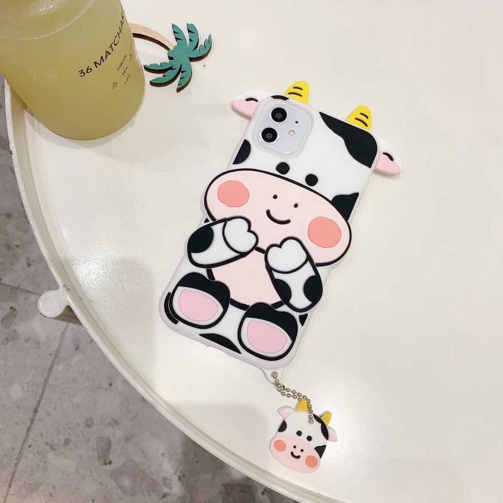 Ốp Điện Thoại Silicon Họa Tiết Chú Bò Dễ Thương Cho iPhone Case 7 8 7 Plus 8 Plus 11