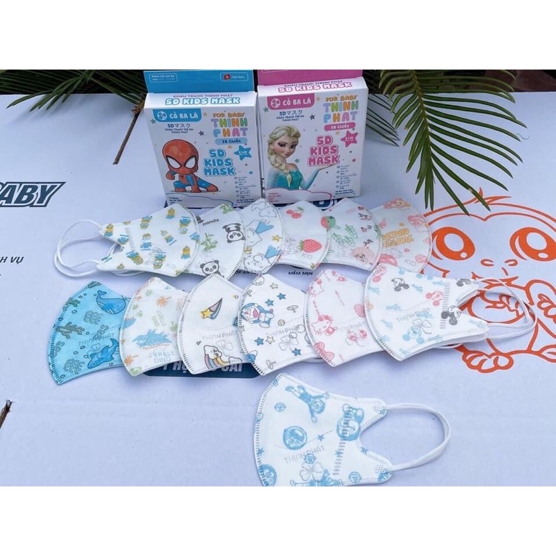 Hộp 5D kid Mask Thịnh Phát Khẩu trang in hình hoạt hình cho bé