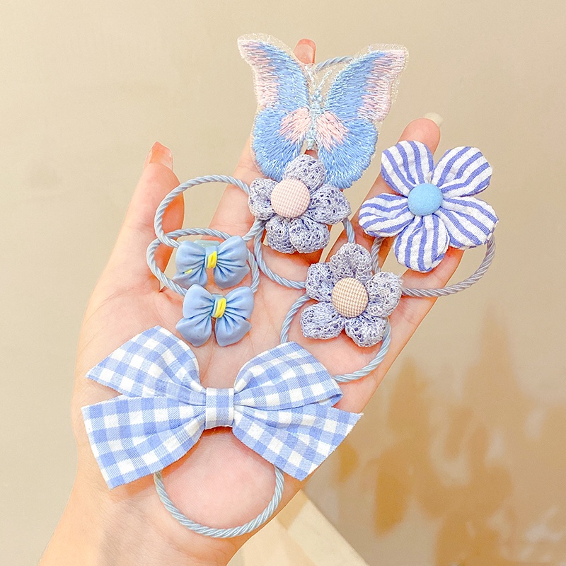 Set 10 / 11 Dây Buộc Tóc Gắn Nơ Dễ Thương Cho Bé Gái