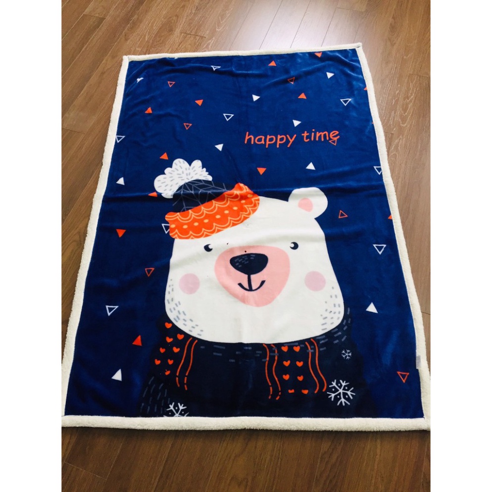 Chăn Lông Cừu Cho Bé HIN BEDDING, Chăn Cừu Đắp Thu Đông Cho Bé Mang Đi Học Chất Liệu Nỉ Dày Dặn Kích Thước 95x135cm