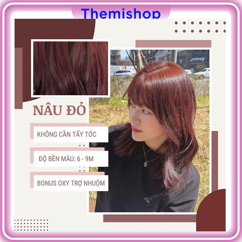 Thuốc nhuộm tóc NÂU ĐỎ không cần dùng Thuốc tẩy tóc Tặng Oxy Trợ Nhuộm Găng Tay, Mũ Ủ