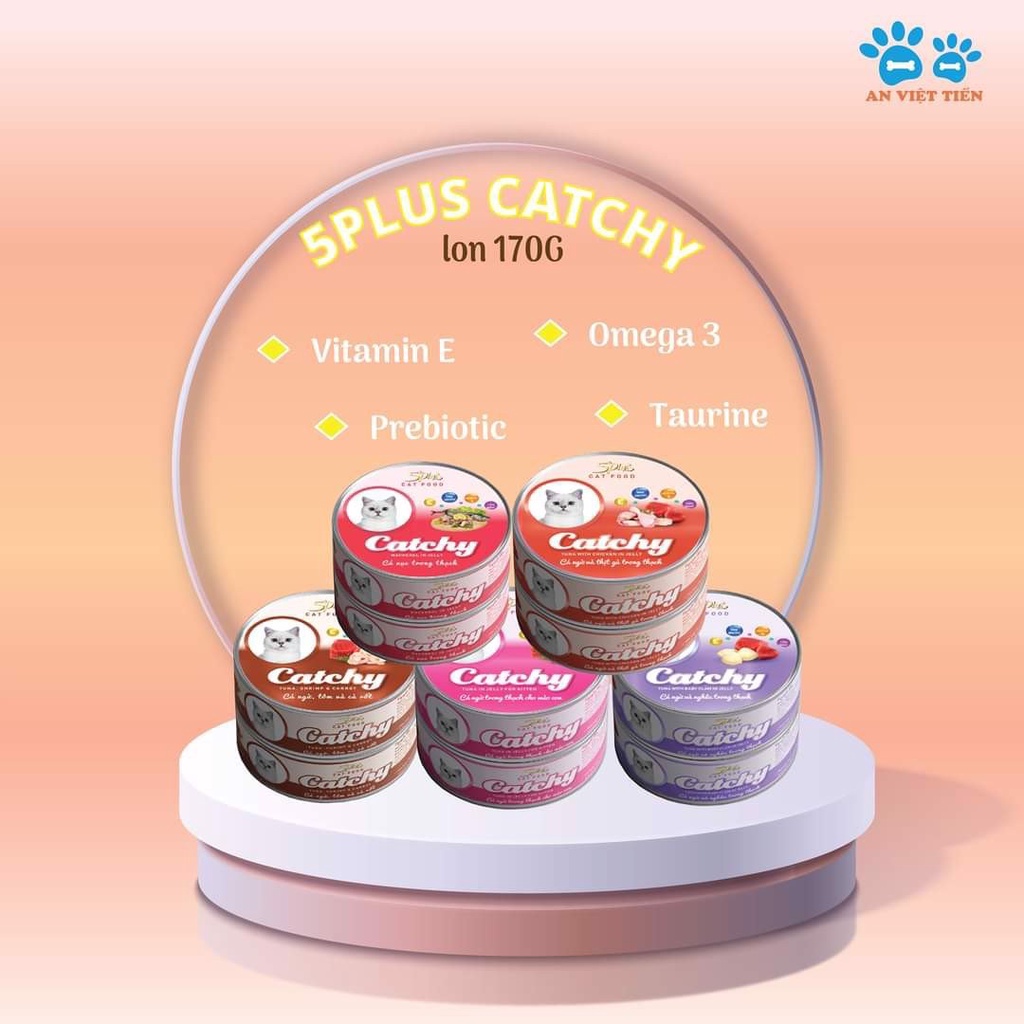 Pate Mèo Lon Catchy 170g Hãng 5plus Thức Ăn Dinh Dưỡng Cho Mèo